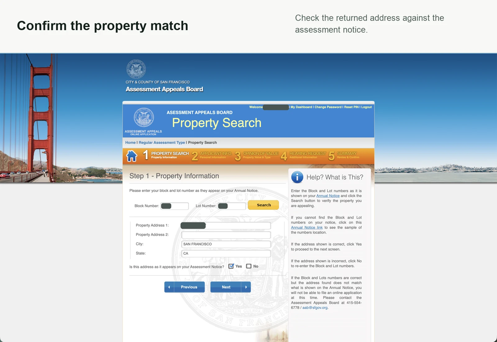 Returned property record with identifiers and street address redacted