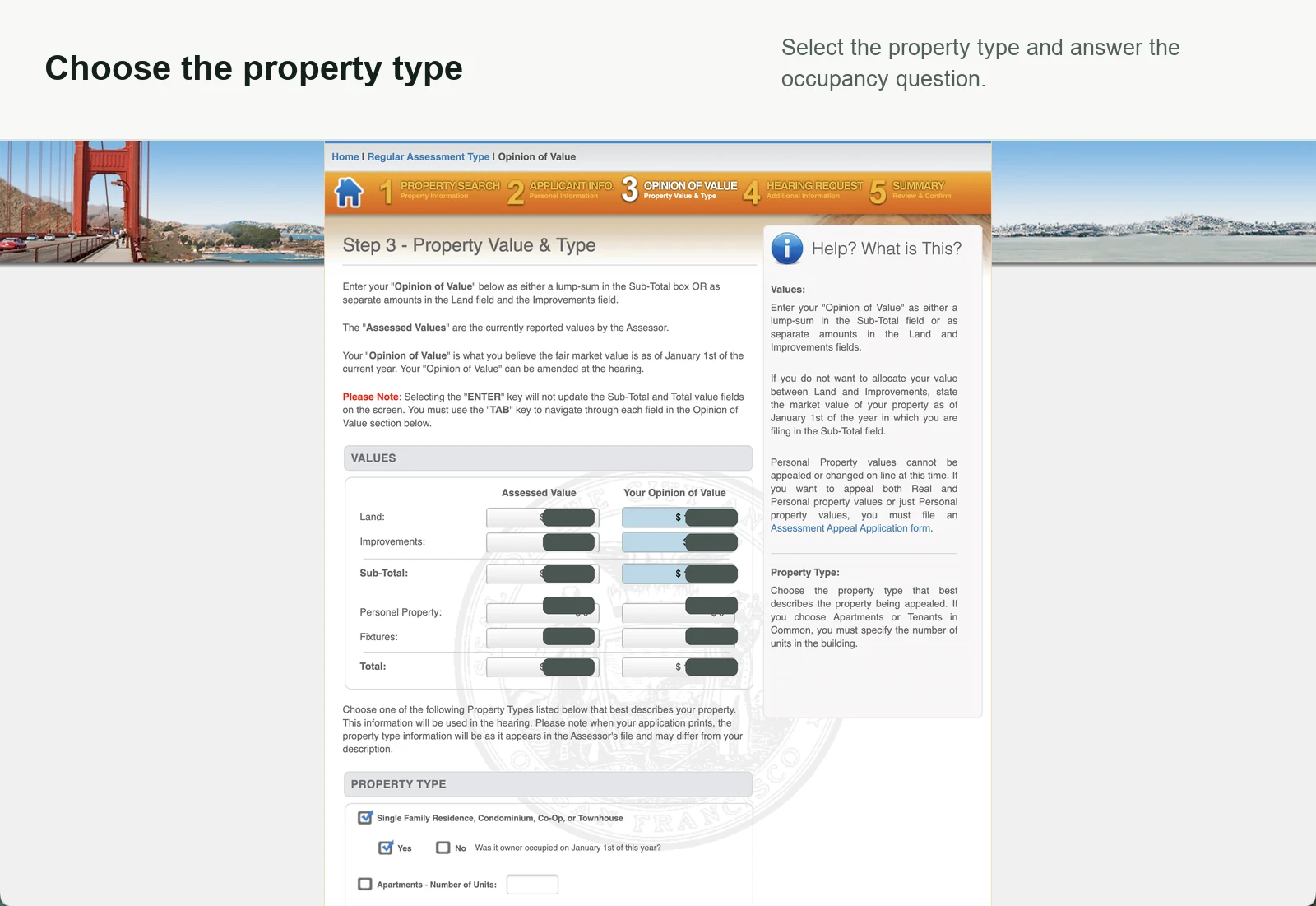 Completed value allocation with all monetary amounts redacted